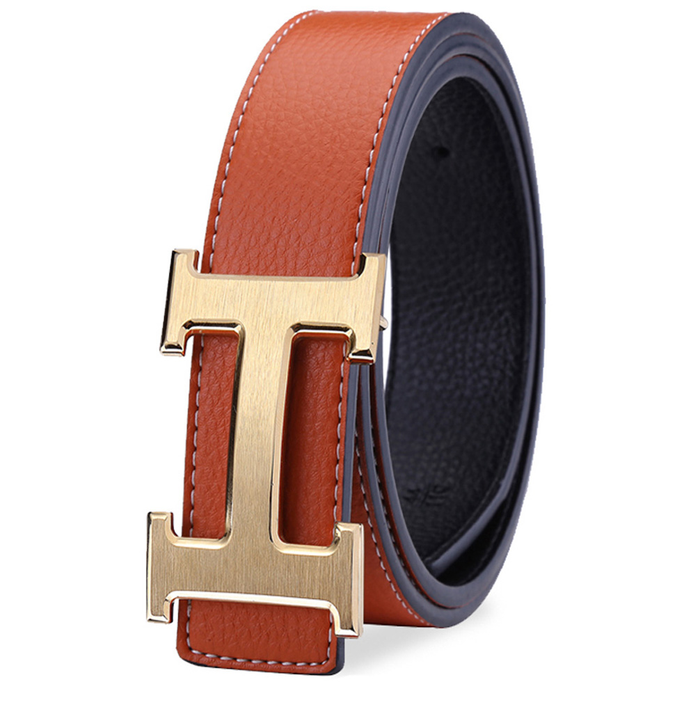 Mens Orange Hermes H Gold Buckle Belt zavael.com